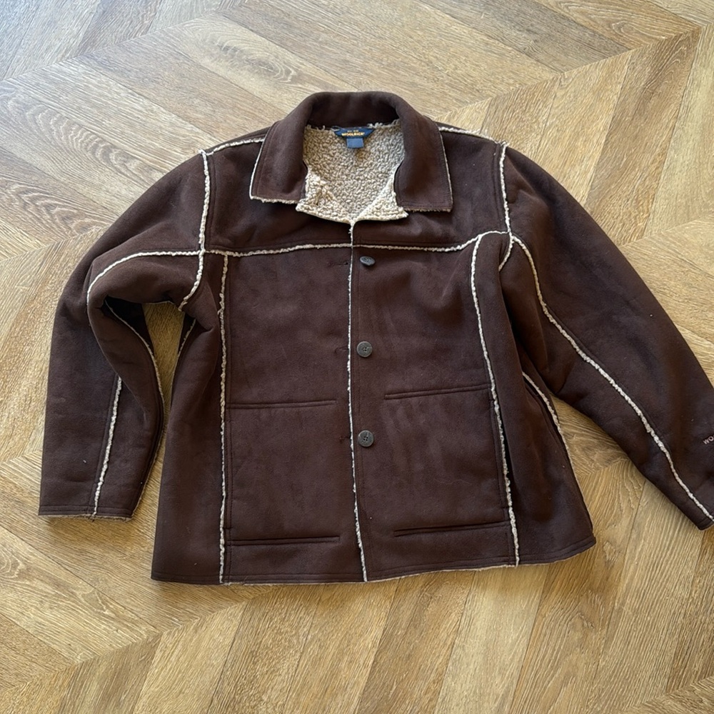 Womens Woolrich Brown Jacket Coat fleece lined Size XL